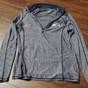 Antigua Heathered Navy Seattle Seahawks Pullover